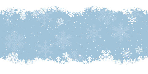 Winter blue background with snowflakes. Vector Illustration. Merry Christmas and Happy New Year greeting card design with white snow on blue background.