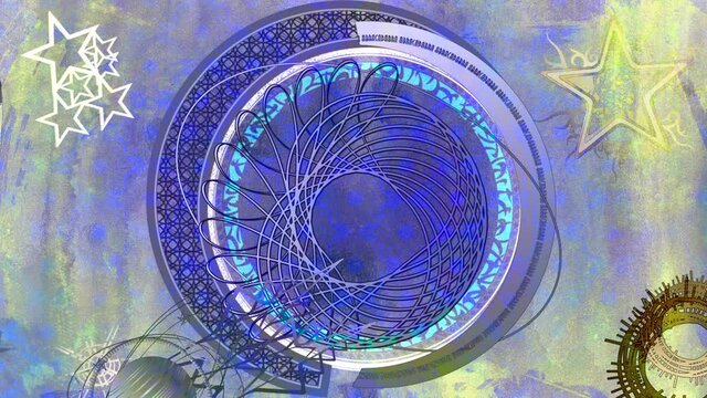占星術風の金属の輪-青色基調