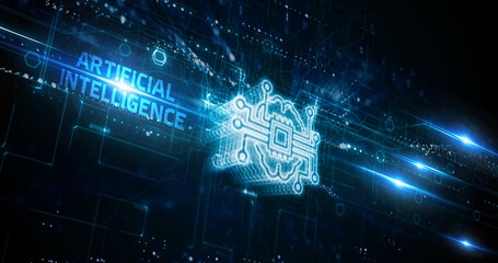 Artificial intelligence (AI), machine learning and modern computer technologies concepts. Business, Technology, Internet and network concept.
