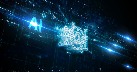 Artificial intelligence (AI), machine learning and modern computer technologies concepts. Business, Technology, Internet and network concept.