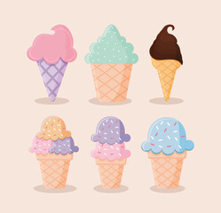 bundle of ice cream icons over a pink background