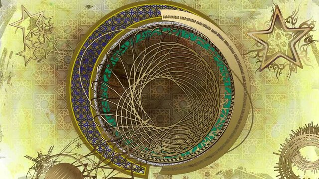 占星術風の金属の輪-金色背景