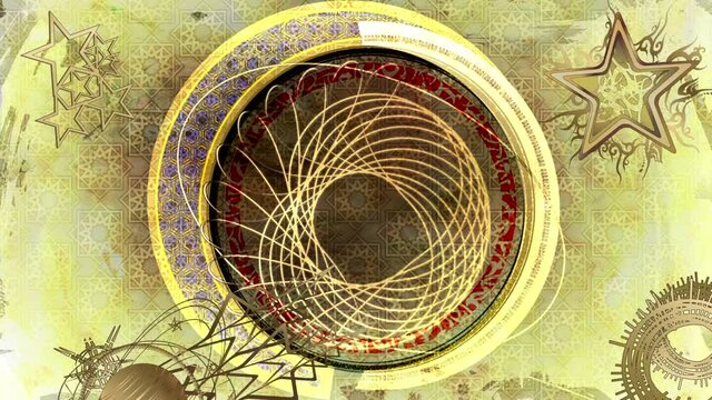 占星術風の金属の輪-半透明の金色