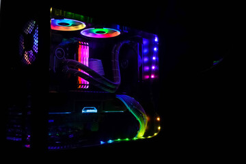 custom pc building rgb illuminated asus corsair amd zotac computer setup interior colorful rainbow