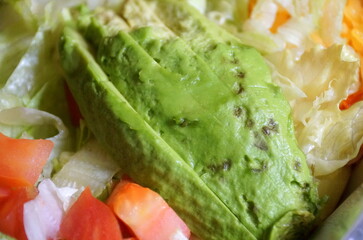 Close up of slices of fresh avocado