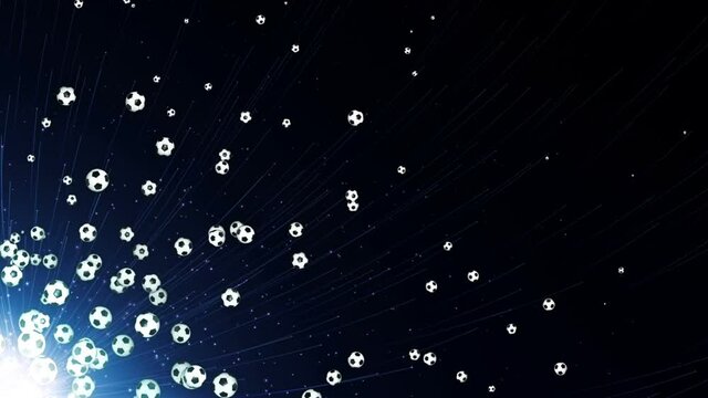 Flying Soccer Balls Animation, Background, Loop, 4k
