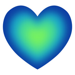 Vectorial isolated heart in gradient blue and green color, volume heart shape on white background, vector symbol of love, icon and design element.	