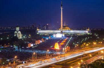 Fototapeta na wymiar Moskow Victory Park on Poklonnaya Hill in 9 may holiday 