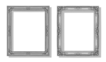 The antique gray silver frame isolated on white background with clipping path