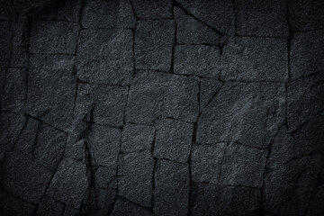 Black slate sotne wall or Dark stone texture abstract background
