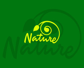 nature logo design concept. nature text with leaf