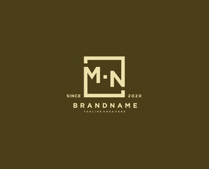 Monogram design elements, initial letter M N elegant line art logo design. Letter emblem