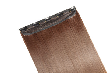 single piece clip in straight auburn blended to blonde two tone ombre style synthetic  hair...