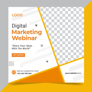 Digital Marketing Webinar, Social Media Banner, Square Flyer Template set, Social Media Post Marketing Banner,