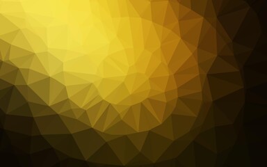 Dark Yellow, Orange vector shining triangular background. Triangular geometric sample with gradient.  Template for your brand book.