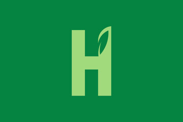 Abstract H letter and leaf logo design