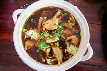Chicken soup in a white bowl Islamic concentrations, Chinese food style