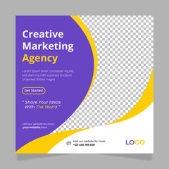Creative Marketing Agency, Business Social Media Post Marketing Banner, Square Flyer Template Design.