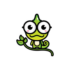 cute chameleon character vector design