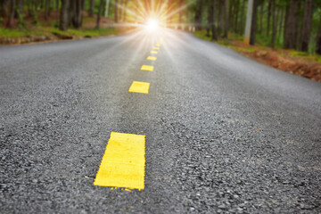 Road to beginning to success with sunbeam. Business journey challenge concept and natural background idea