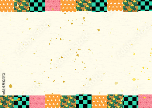 市松 亀甲 鱗 麻の葉和柄和紙背景素材 Wall Mural Rrice