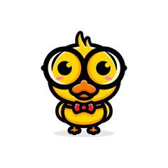 smart cute duck character vector design