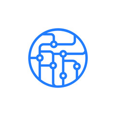 02 Abstract Circuit board, technology vector icon. Web site design, logo, app. Computer, network, internet, communication, tech icon. Vector stock illustration