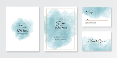 Minimalist wedding invitation with watercolor splash