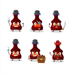 Cartoon character of bbq sauce with various pirates emoticons