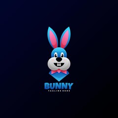 Vector Logo Illustration Rabbit Gradient Colorful Style.