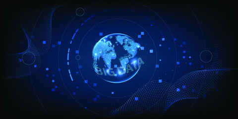 Big data blue futuristic digital technology for banner background and wallpapers.Vector illustrations.