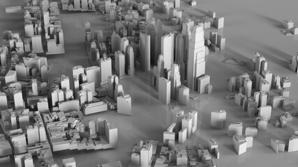 3D illustration of futuristic modern city model.