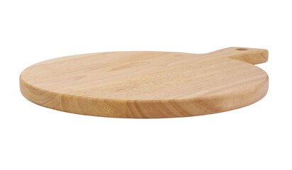 Wooden pizza board isolated on white background