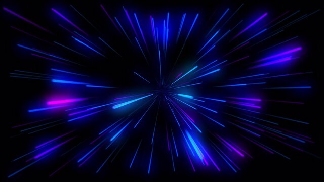Abstract glowing color lines motion.Beam energy stream.Dash line speed.Star travel in space motion.Space star warp or hyperspace travel video
