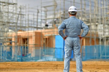 Fototapeta premium 住宅街マイホーム工事の現場監督