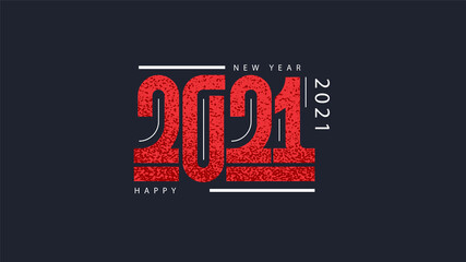 2021 Happy New Year logo japanese style text red color