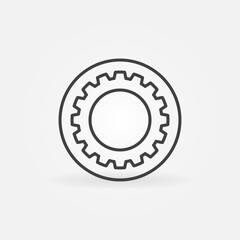 Circle with Gear or Cog vector thin line concept icon or logo