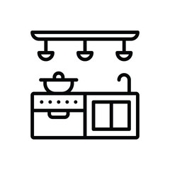 Black line icon for kitchen counter