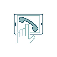 Hand with Tablet Video Call vector concept colored icon or symbol