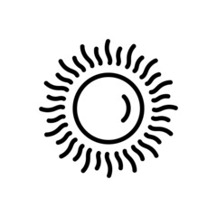 Black line icon for sun 