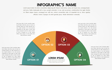 Four options half circle infographic template