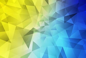 Light Blue, Yellow vector shining triangular background.