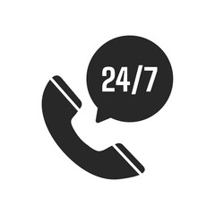 Contact icon. Mobile phone icon making a loud sound 24 hours a day Service concept Anytime