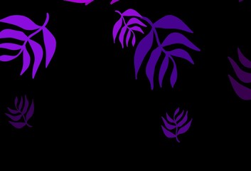 Fototapeta na wymiar Dark Purple, Pink vector elegant pattern with leaves.