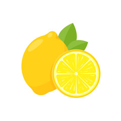 Vector yellow lemon fruit with sour taste for cooking and squeezing to make healthy lemonade