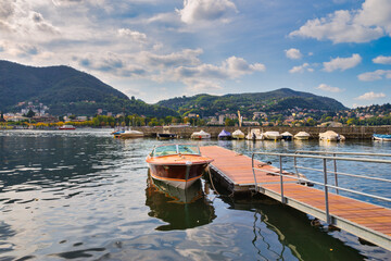 Boat pier at como lake in ItalyBoat pier at como lake in Italy