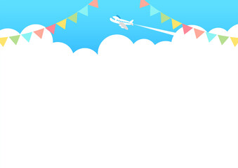 A4サイズ　フラッグガーランドと空のフレーム
