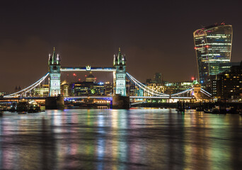 Fototapeta na wymiar Tower Bridge in London at night. England
