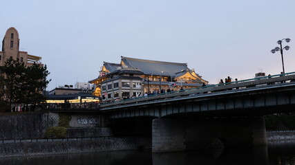 Japanese building over the bridge