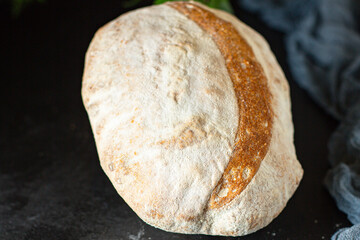 bread rye wheat yeast or leaven homemade baking natural organic bakery Cooking on the table healthy meal snack ingredient top view copy space for text food background rustic